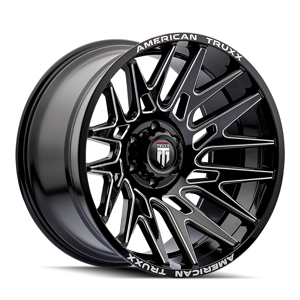 AMERICAN TRUXX EVOLUTION GLOSS BLACK MILLED 22x12.0 6x139.7 et-44 106