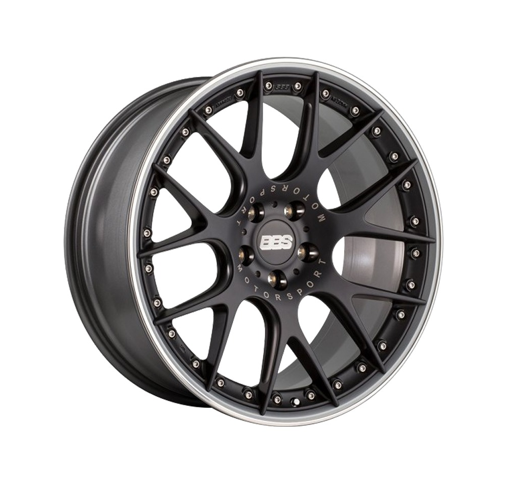 BBS CHR 19 X 10 +38 5 X 130 CB71.6 BLACK w/STAINLESS LIP