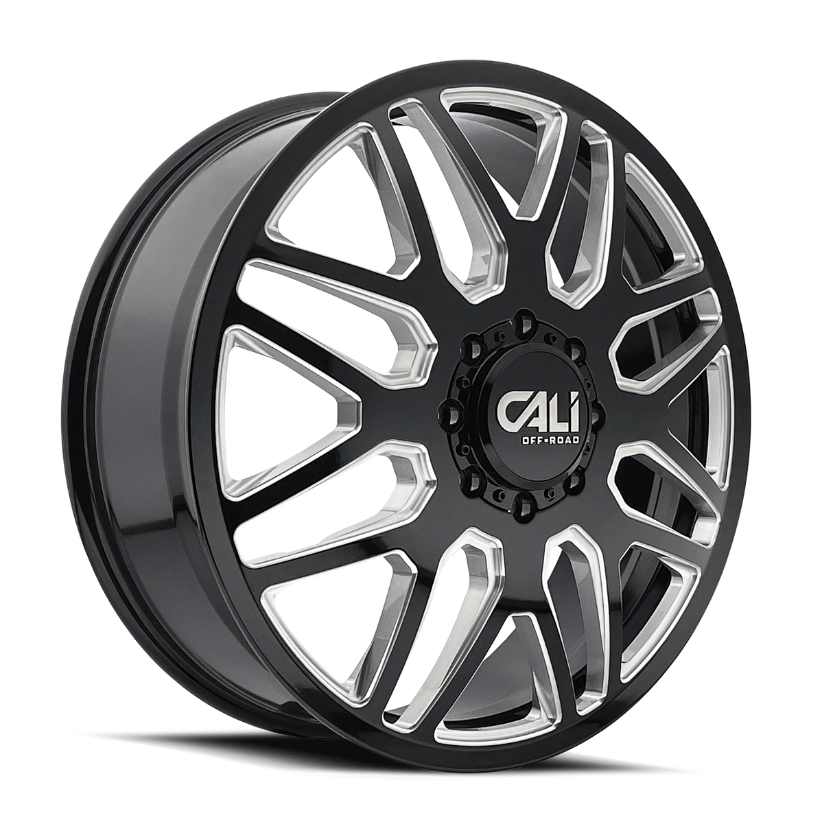 CALI OFF-ROAD INVADER DUALLY GLOSS BLACK MILLED 22x8.25 8x165.1 et-232 121.3