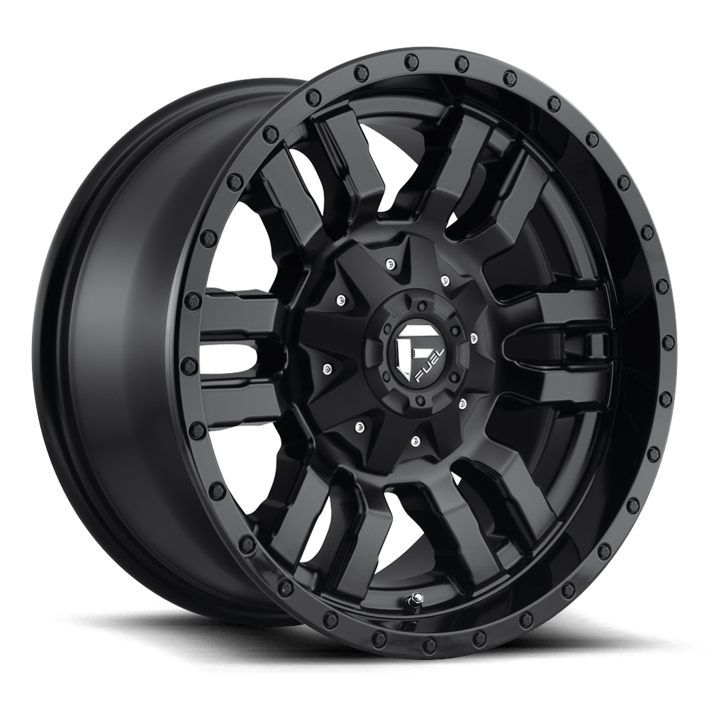 Fuel 1PC D596 SLEDGE MATTE BLACK GLOSS BLACK LIP 17X9 5x139.7/5x150 et-12 110.1