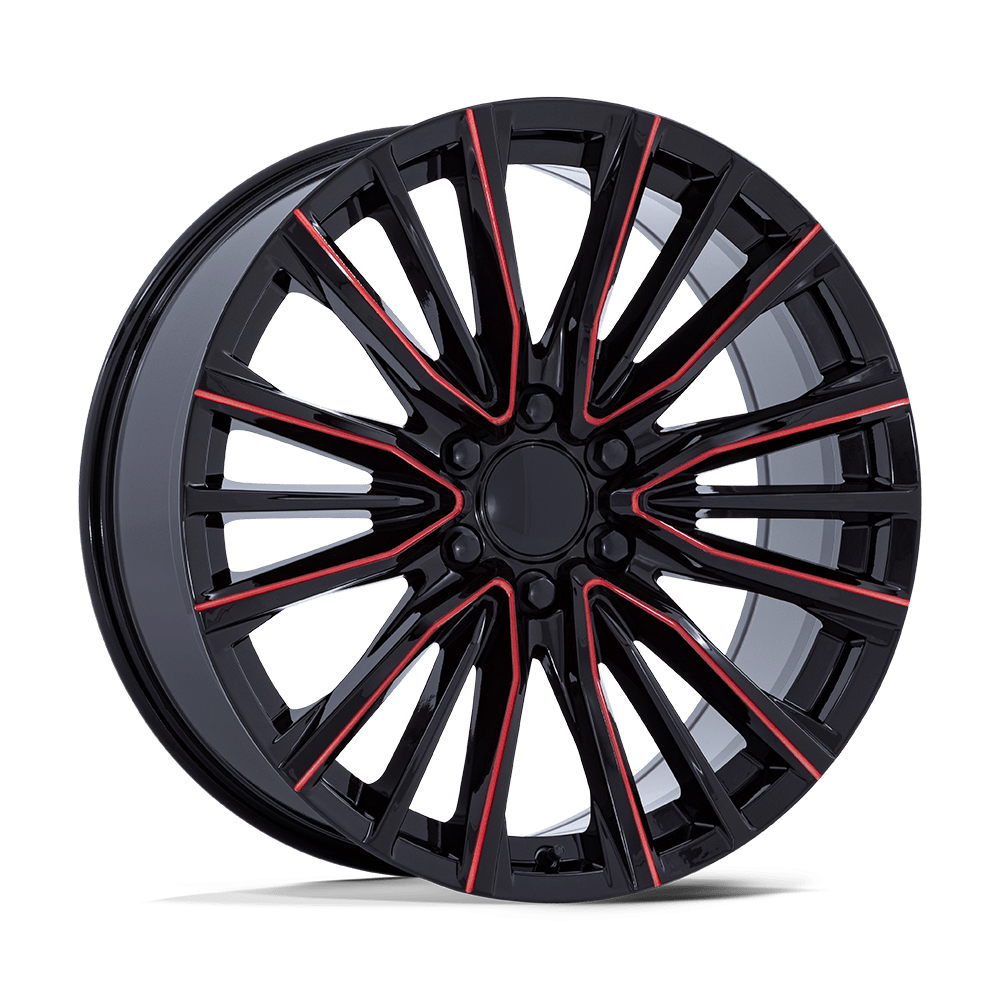 Performance Replicas PR223 GLOSS BLACK MILLED RED 24X10 6x139.7 et28 78.1