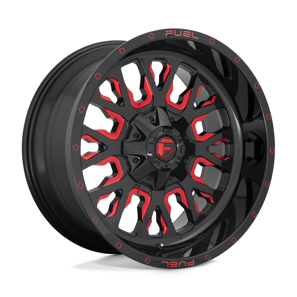 Fuel 1PC D612 STROKE GLOSS BLACK RED TINTED CLEAR 17X9 5x114.3/5x127 et-12 78.1