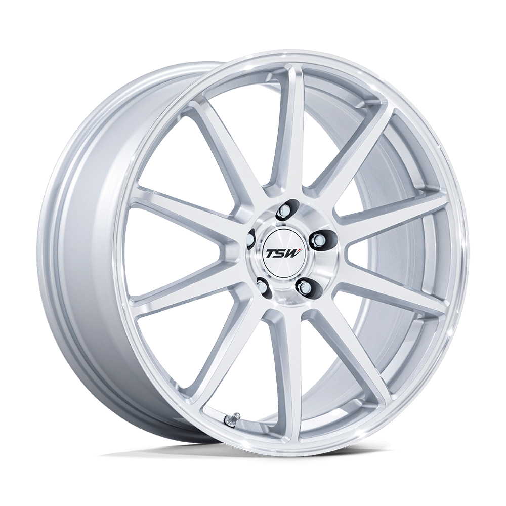 TSW TW004 CANARD GLOSS SILVER W/ MACHINED FACE 20X9 5x120 et27 74.1