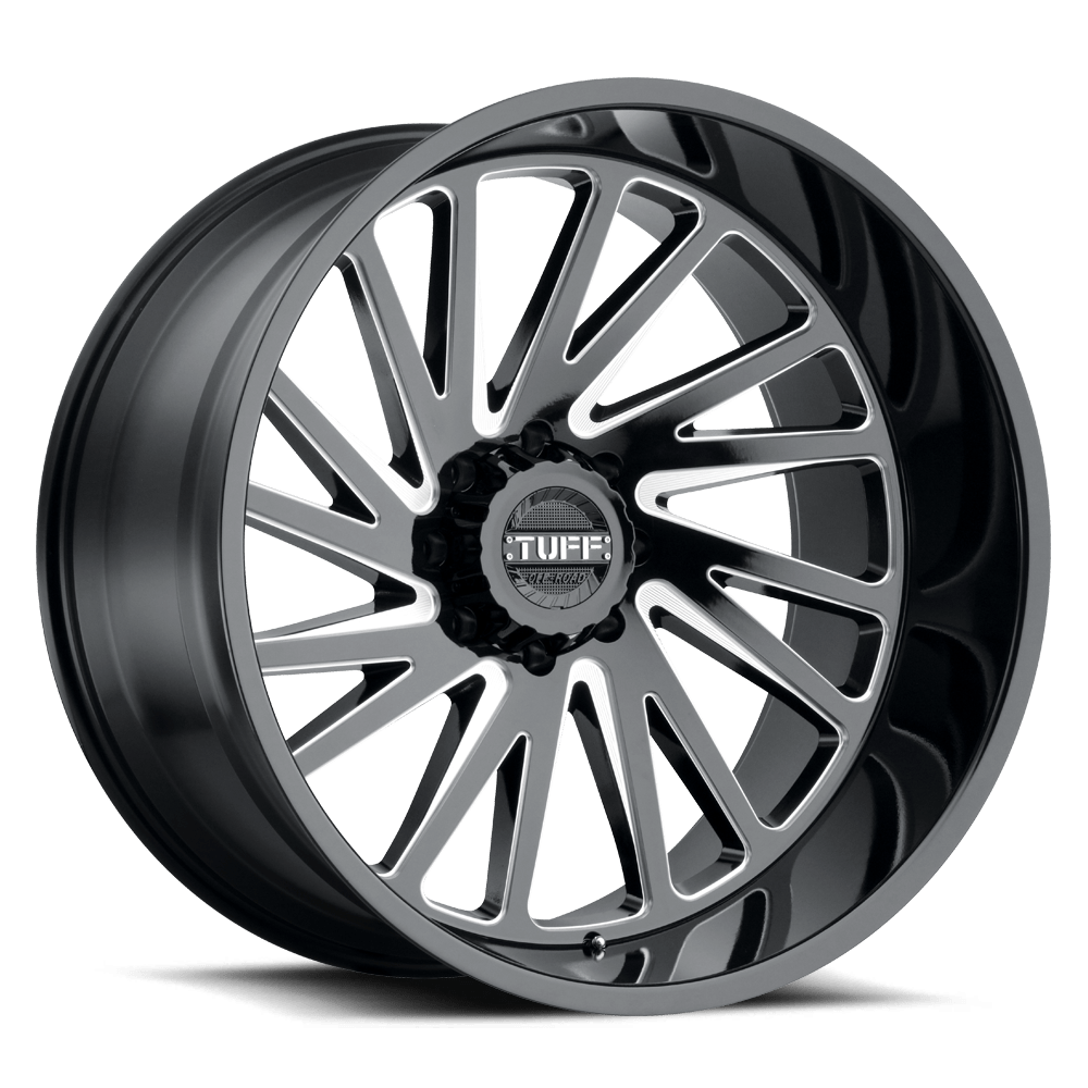 Tuff T2A GLOSS BLACK W/ MILLED SPOKES 26X14 5x127 et-72 71.5