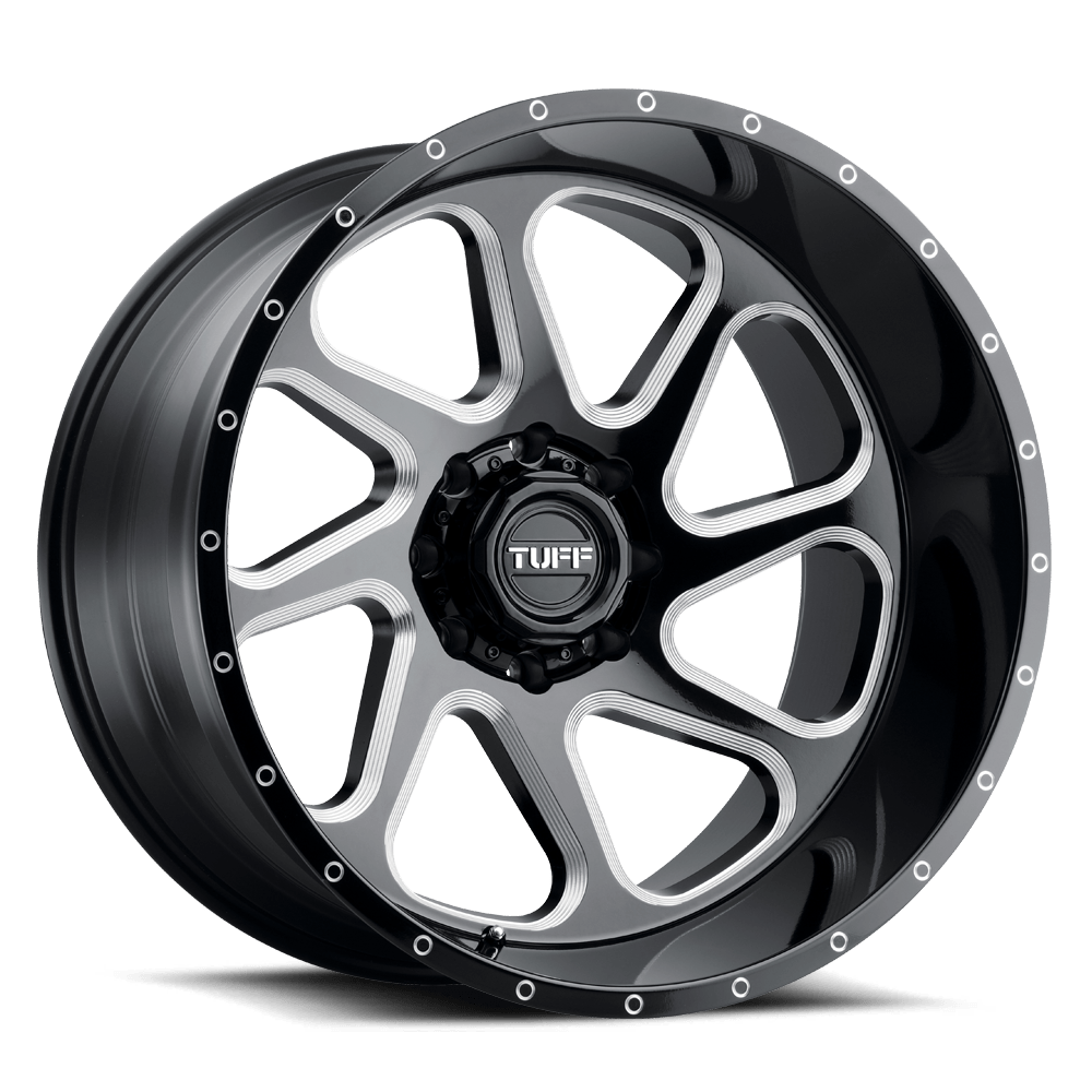 Tuff T2B GLOSS BLACK W/ MILLED SPOKES 26X14 8x165.1 et-72 125.1