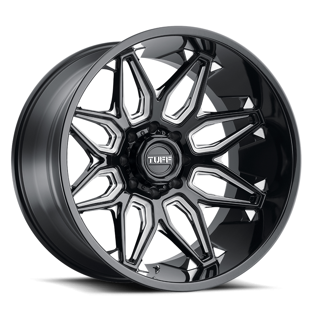 Tuff T3B GLOSS BLACK W/ MILLED SPOKES 24X14 8x170 et-72 125.1