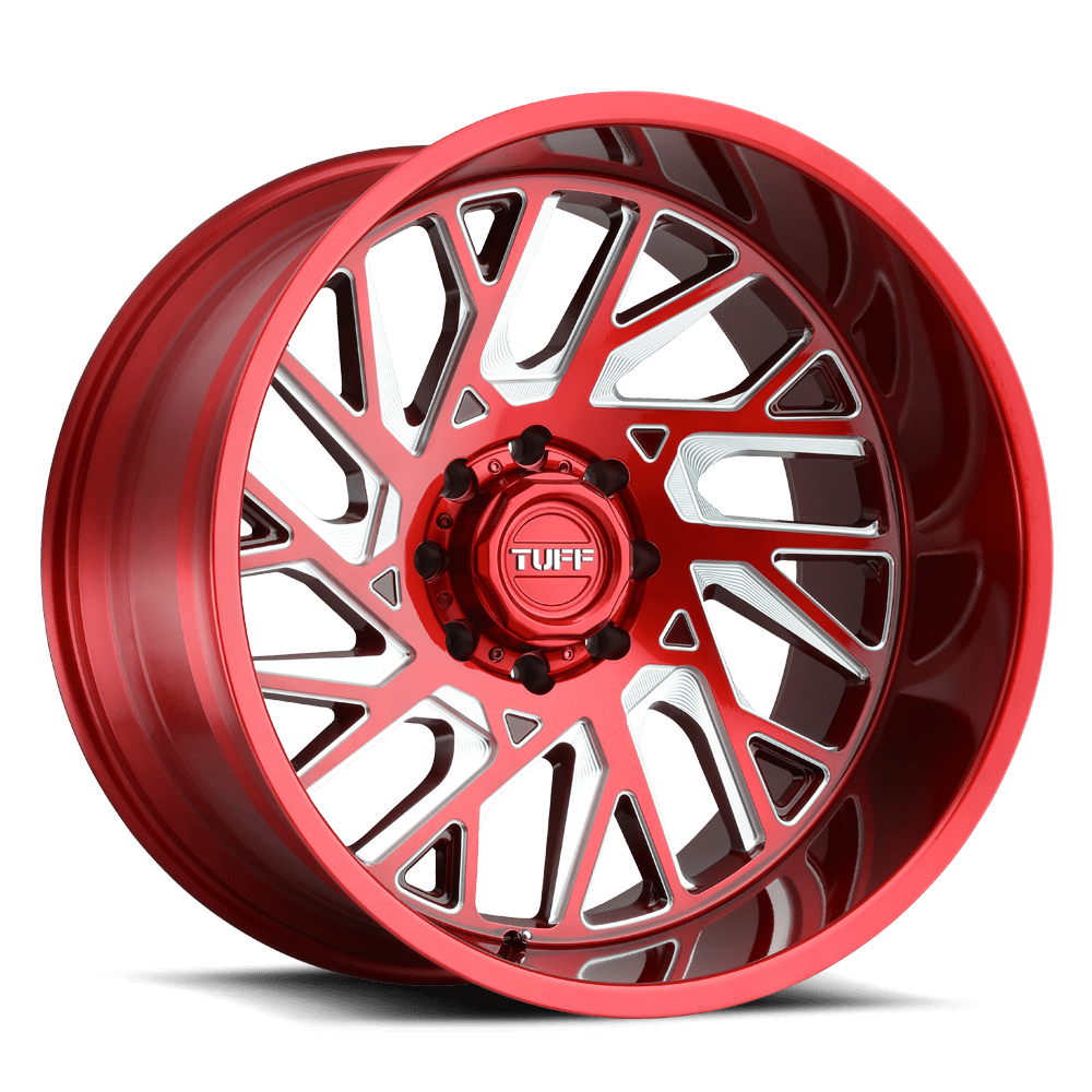 Tuff T4B CANDY RED W/ MILLED SPOKE 26X14 8x180 et-72 125.1