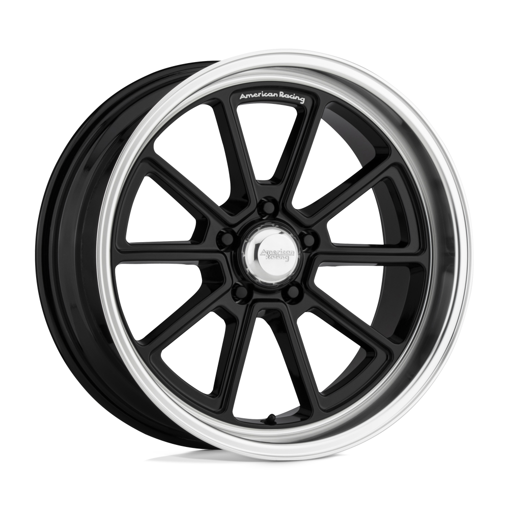 American Racing Vintage VN510 DRAFT GLOSS BLACK W/ DIAMOND CUT LIP 18X10 5x120.65 et12 72.56