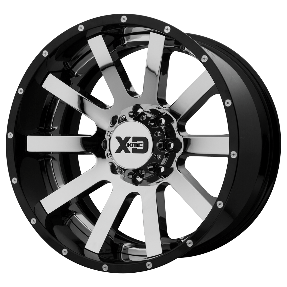 XD XD200 HEIST CHROME CENTER W/ GLOSS BLACK MILLED LIP 20X10 5x127 et-18 72.56