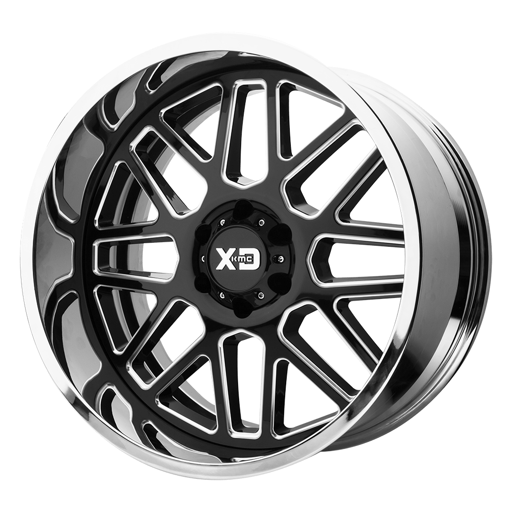 XD XD201 GRENADE GLOSS BLACK MILLED CENTER W/ CHROME LIP 20X10 5x127 et-18 72.56