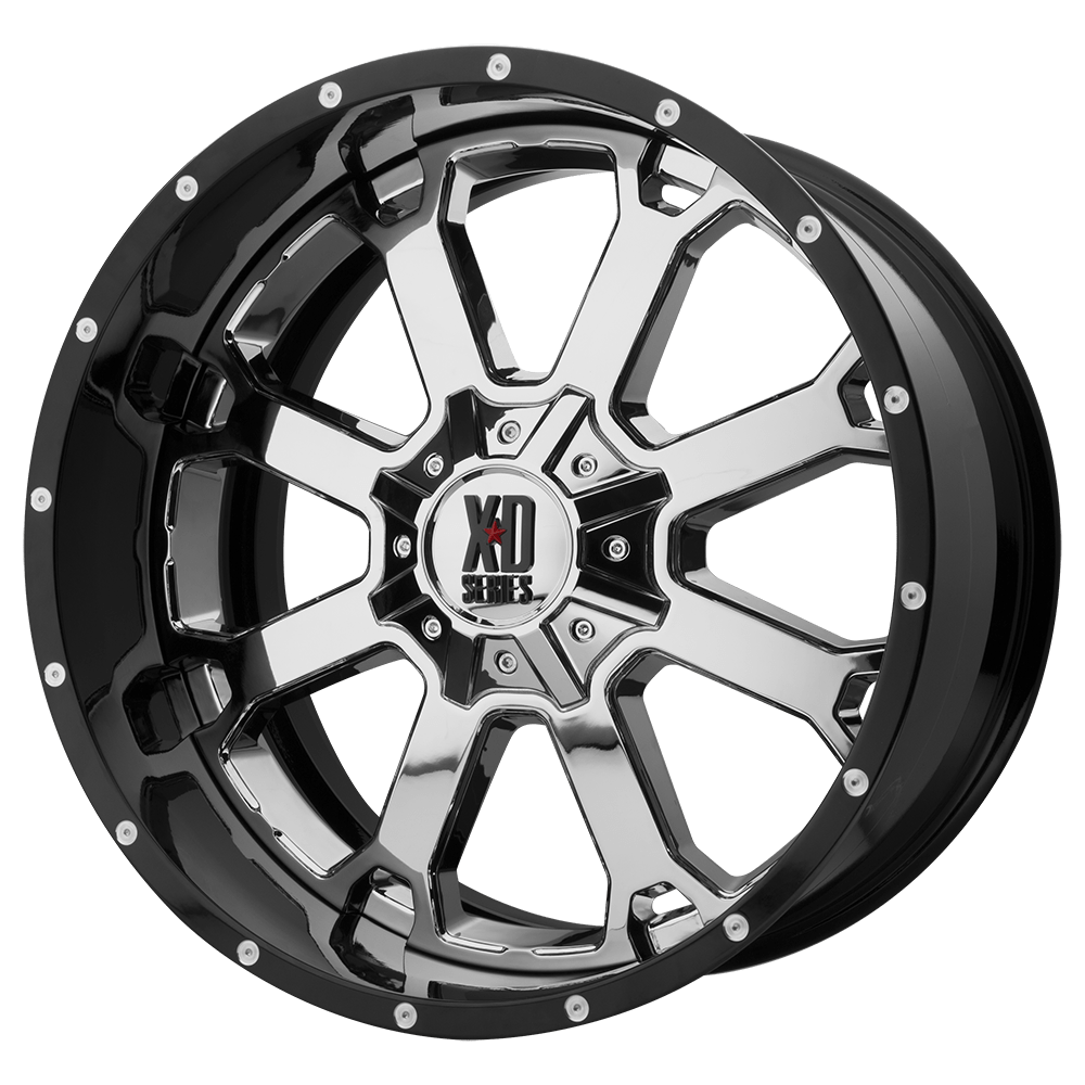 XD XD202 BUCK 25 CHROME CENTER W/ GLOSS BLACK MILLED LIP 20X10 5x127/5x139.7 et-18 78.1