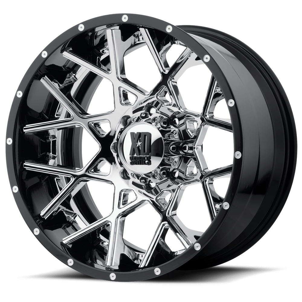 XD XD203 CHOPSTIX CHROME CENTER W/ GLOSS BLACK MILLED LIP 20X10 5x127 et-18 72.56