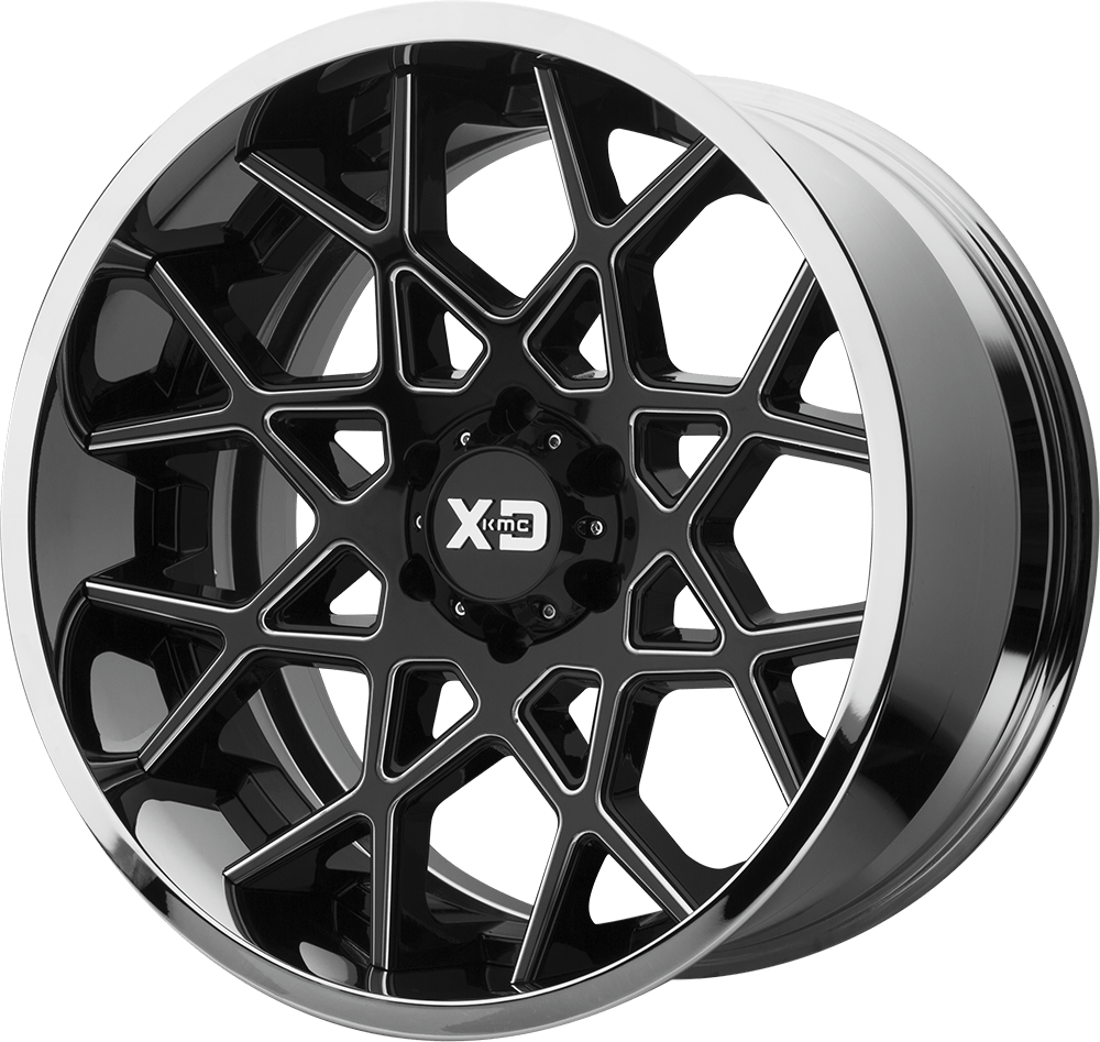 XD XD203 CHOPSTIX GLOSS BLACK MILLED CENTER W/ CHROME LIP 20X10 5x127 et-18 72.56