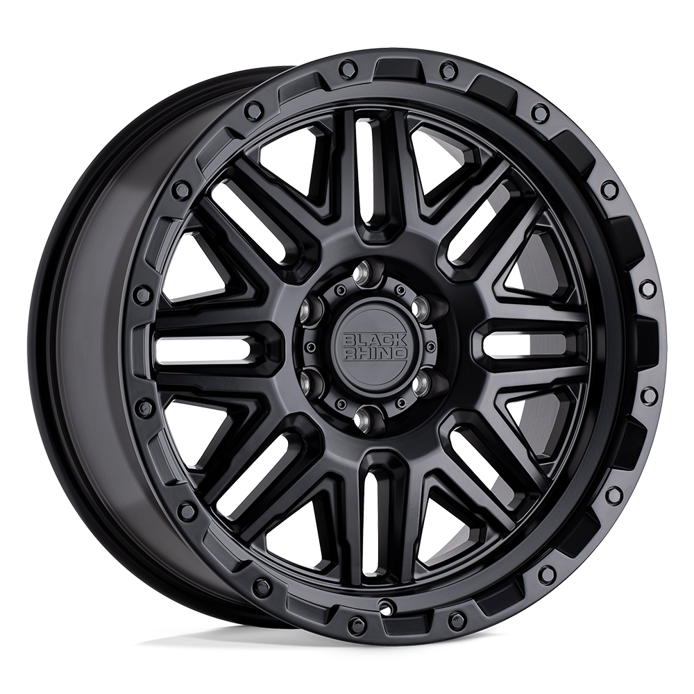 Black Rhino ALAMO MATTE BLACK W/ BLACK BOLTS 17X9 5x127 et-18 71.5