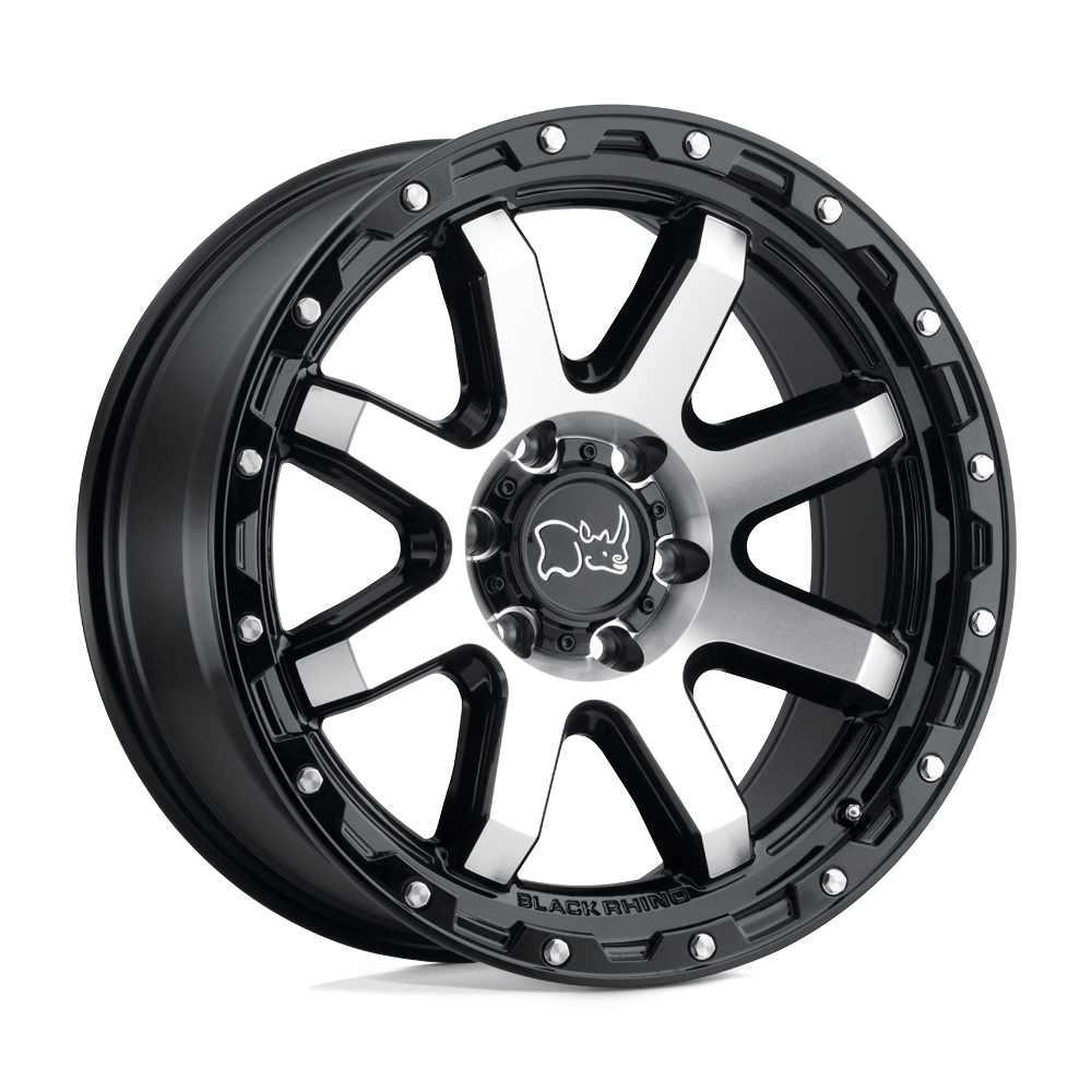 Black Rhino COYOTE GLOSS BLACK W/ MACHINED FACE & STAINLESS BOLTS 17X9 5x139.7 et2 78.1