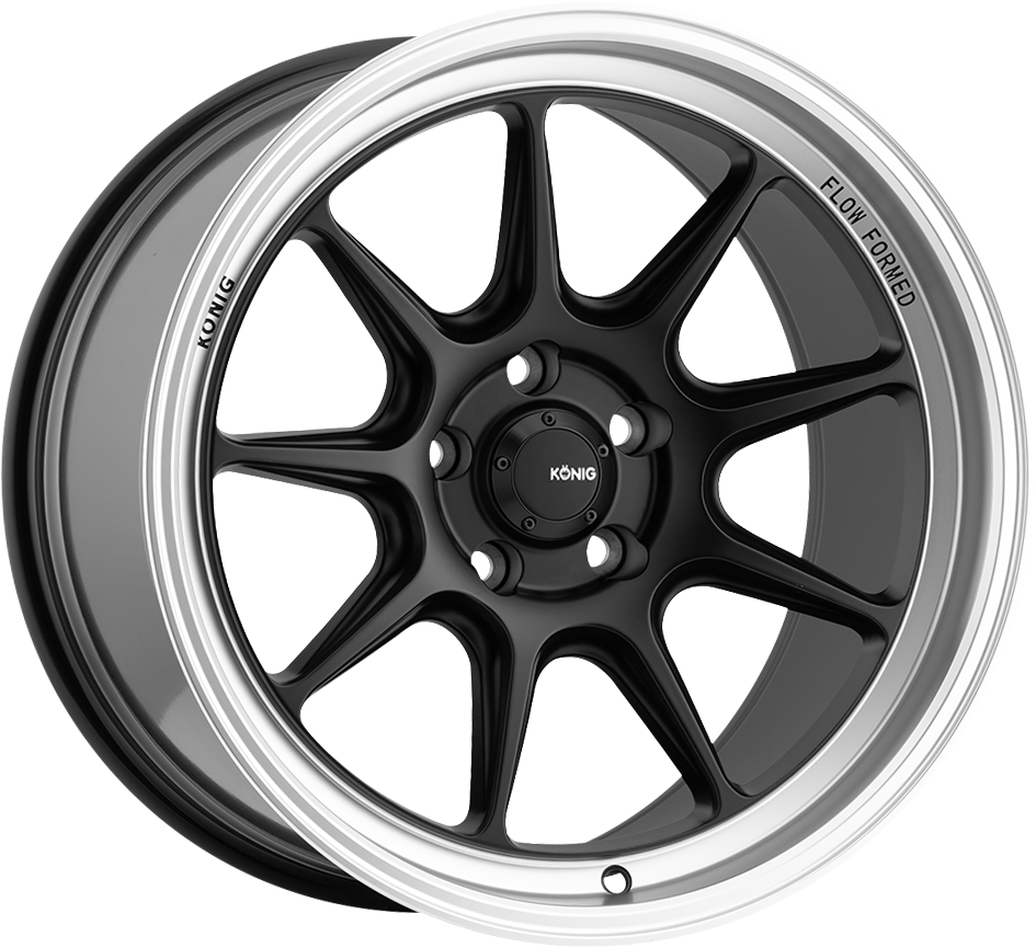 Konig Countergram Matte Black w/ Matte Machined Lip 19x9.5 5x114.3 et35 73.1