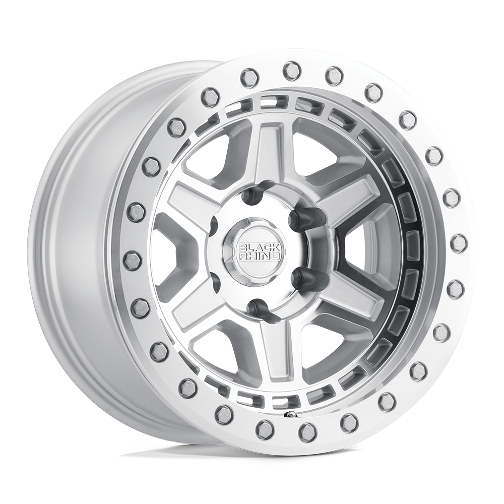 Black Rhino RENO SILVER W/ MIRROR FACE & SILVER BOLTS 17X8.5 5x127 et-38 71.5