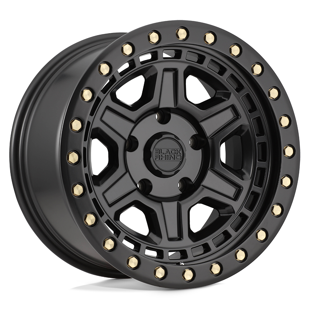 Black Rhino RENO MATTE BLACK W/ BRASS BOLTS 17X9 5x127 et-18 71.5